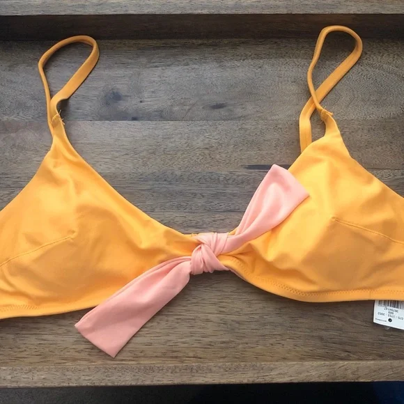 aerie orange and Pink Knot Front Bikini Top - Picture 1 of 8